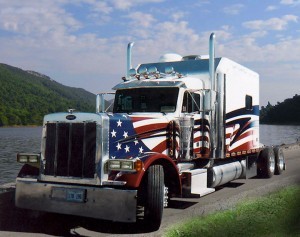 Semi Truck American Flag